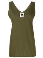 Bassike Plunging Neck Tank Top - Green