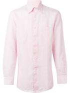 Canali Classic Shirt, Men's, Size: S, Pink/purple, Linen/flax