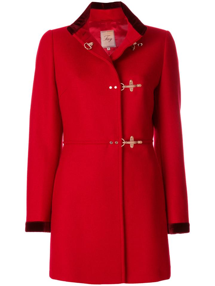 Fay Buckled Coat - Red