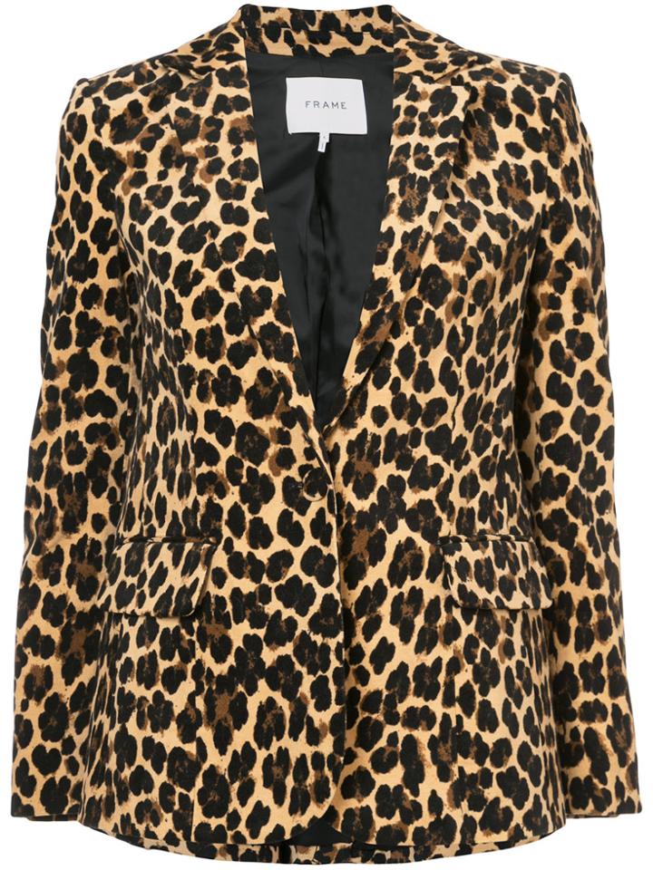Frame Denim Leopard Print Blazer - Black