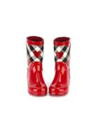Burberry Kids Checked Print Rain Boots, Girl's, Size: 35, Red