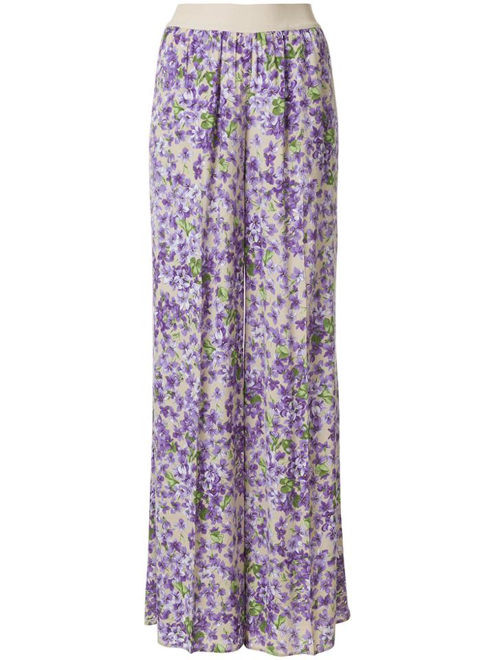 Twin-set Floral Print Flared Trousers - Pink & Purple