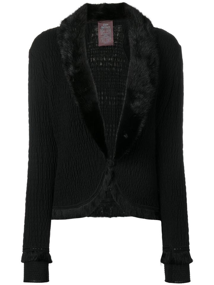 John Galliano Vintage Fox Fur Collar Jacket - Black