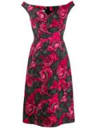 Prada Rose Printed Midi Dress - Pink