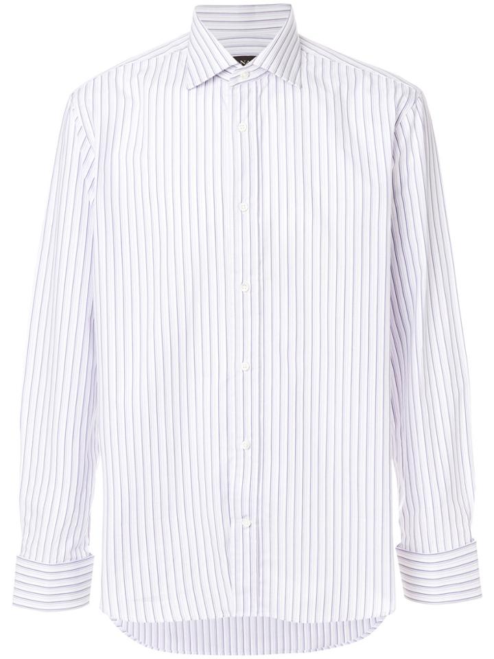 Canali Striped Fitted Shirt - Pink & Purple