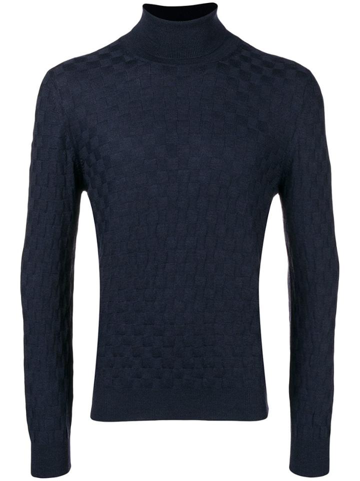Tagliatore Roll Neck Fitted Jumper - Blue