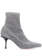 Sergio Rossi Lurex Ankle Boots - Silver