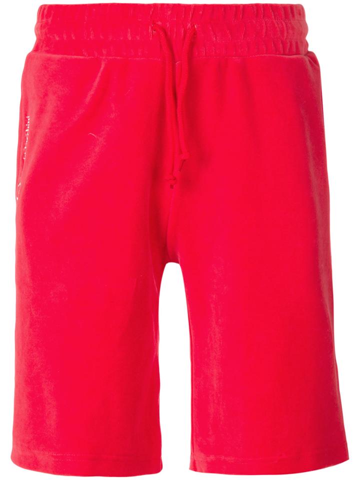 Sergio Tacchini Velvet Contrast Stripe Shorts - Red