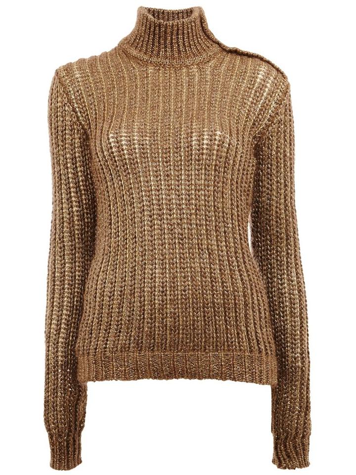Balmain Roll Neck Jumper, Women's, Size: 38, Brown, Polyamide/polyester/viscose/wool
