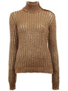 Balmain Roll Neck Jumper, Women's, Size: 38, Brown, Polyamide/polyester/viscose/wool