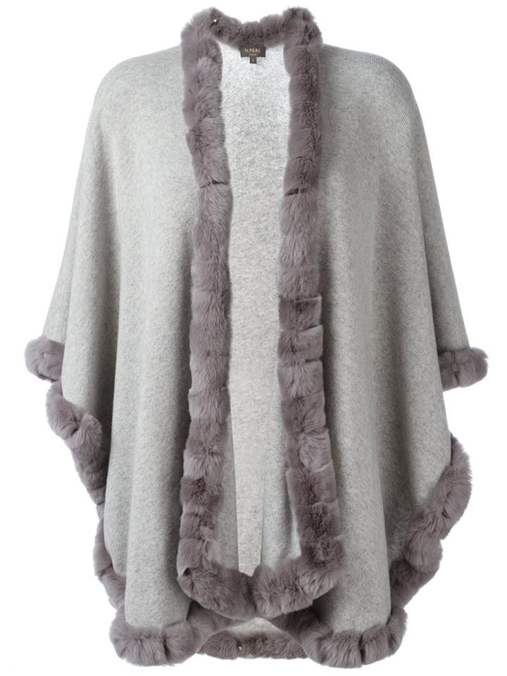N.peal Cashmere Furry Trim Cardi-coat - Grey