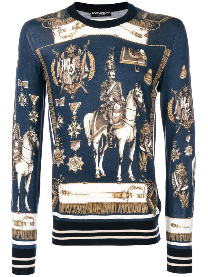 Dolce & Gabbana Old Soldier Printed Sweater - Blue