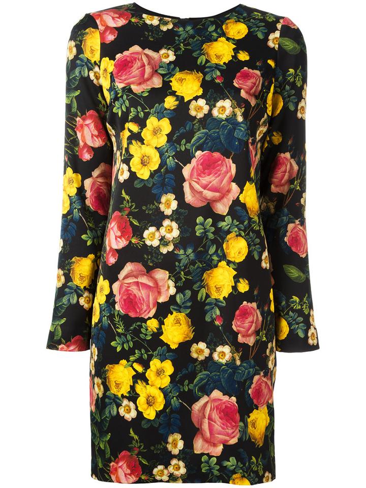 Fausto Puglisi Floral Print Mini Dress, Women's, Size: 40, Black, Viscose/acetate/spandex/elastane/spandex/elastane