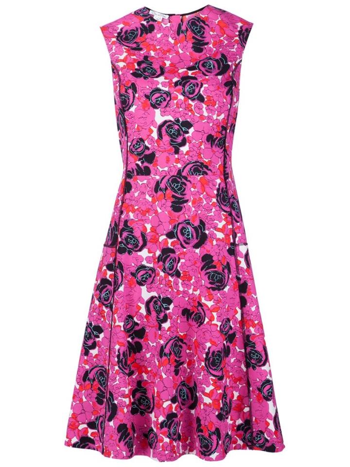 Oscar De La Renta Panelled Floral Print Dress
