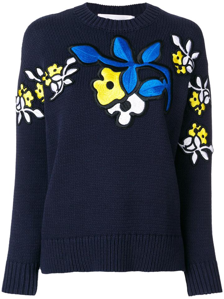 Victoria Victoria Beckham Floral Patch Jumper - Blue
