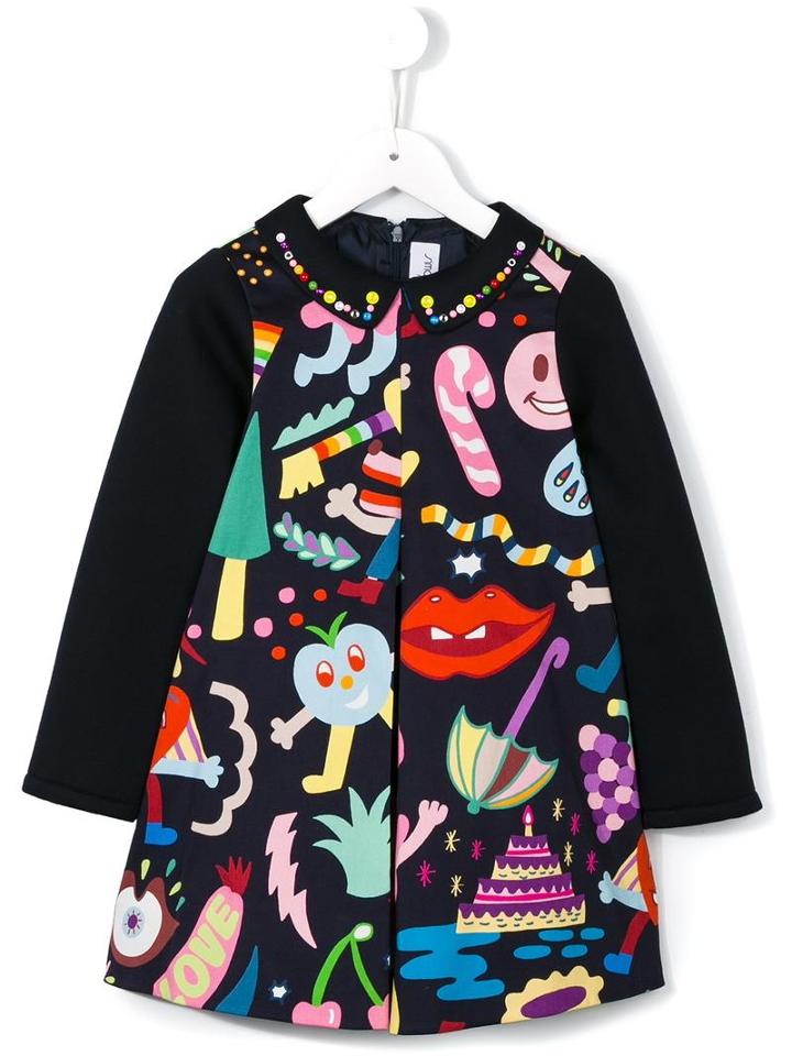Simonetta Cartoon Print Dress, Toddler Girl's, Size: 2 Yrs, Blue