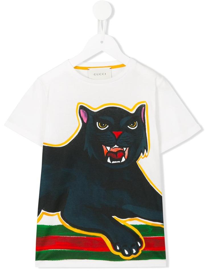 Gucci Kids Panther Print T-shirt, Boy's, Size: 12 Yrs, White