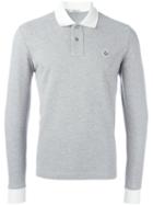 Moncler Classic Long Sleeve Polo Shirt, Men's, Size: Xl, Grey, Cotton