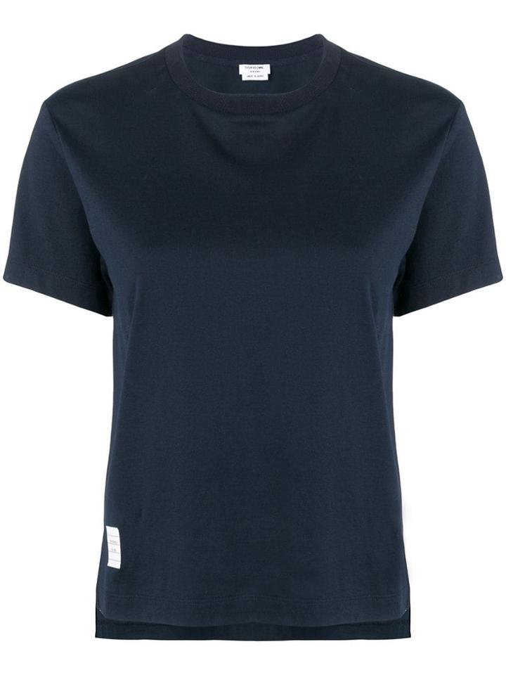 Thom Browne Slide Slits Relaxed Navy Tee - Blue