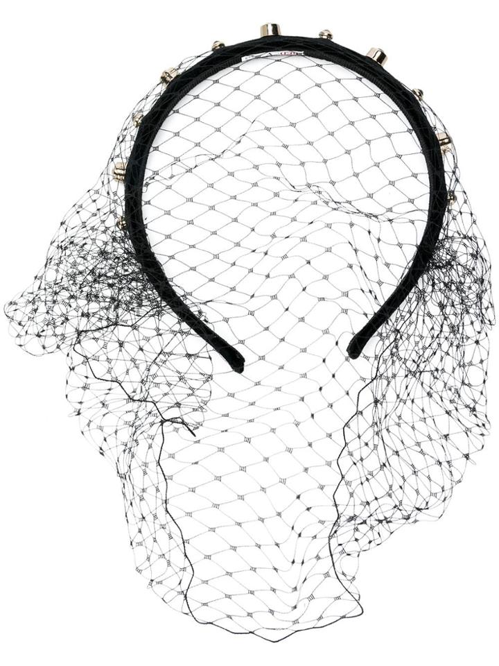 Red Valentino Mesh Embellished Hairband - Black