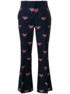 Gucci Embroidered Flared Trousers - Blue