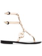Álvaro Andorra Flat Leather Sandals - Nude & Neutrals