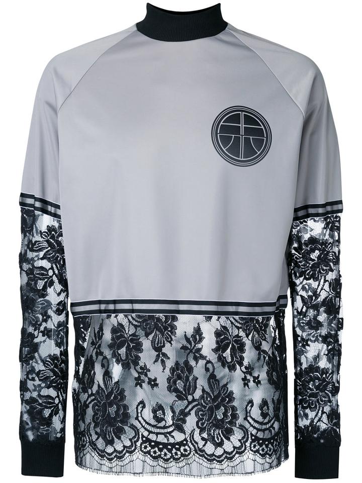 Astrid Andersen - Lace Patch Crewneck Top - Men - Cotton/polyamide/polyester - M, Grey, Cotton/polyamide/polyester