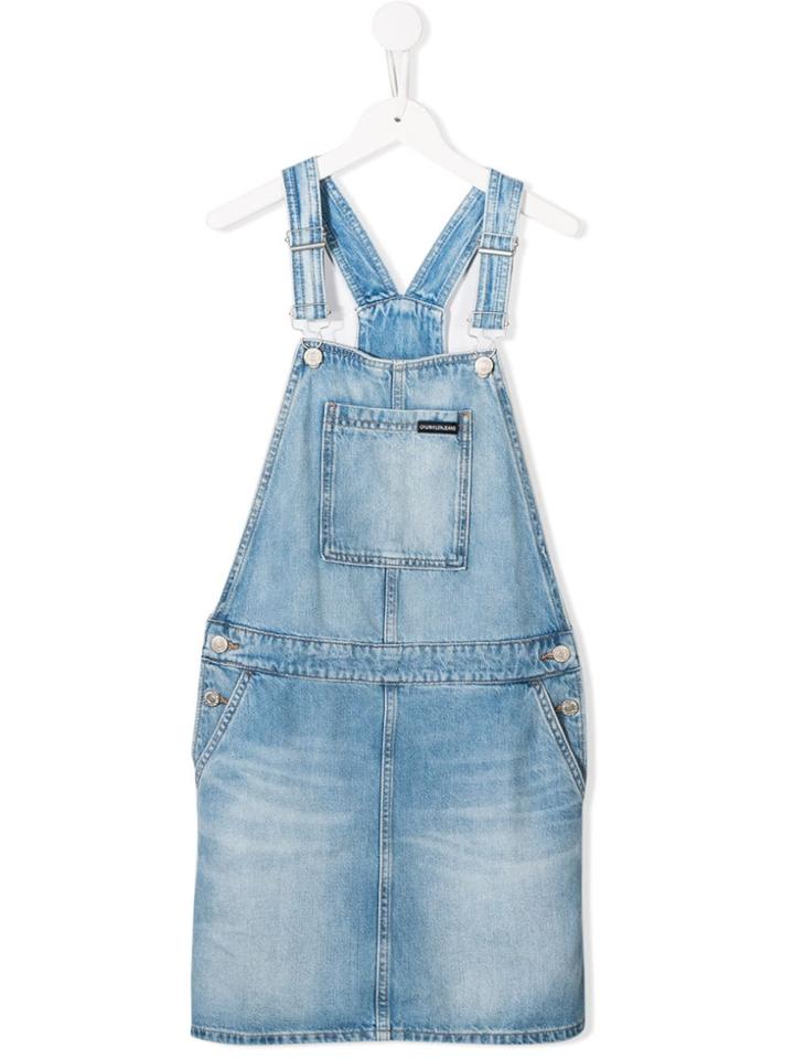 Calvin Klein Kids Denim Dungaree Dress - Blue