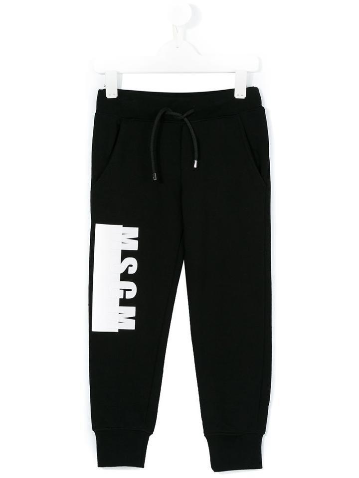 Msgm Kids - Printed Sweatpants - Kids - Cotton - 10 Yrs, Black