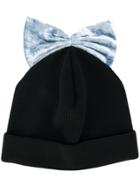 Federica Moretti Bow Embroidered Beanie Hat - Black