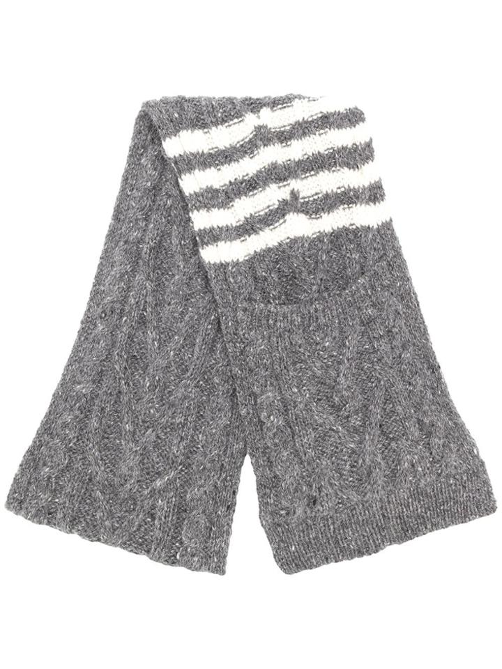 Thom Browne 4-bar Aran Cable Scarf - Grey
