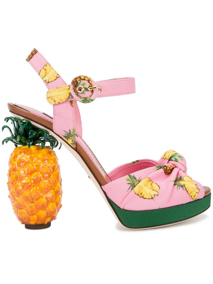 Dolce & Gabbana Keira Pineapple Platform Sandals - Pink & Purple