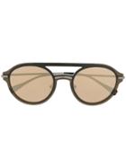Prada Eyewear Double Bridge Sunglasses - Brown