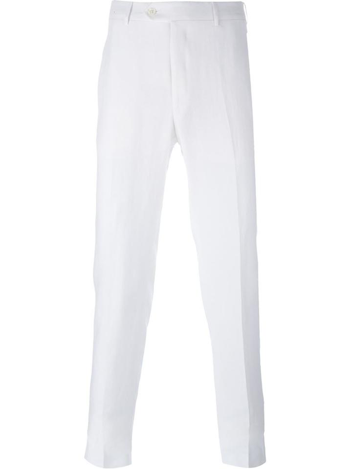 Corneliani Classic Chinos, Men's, Size: 54, White, Linen/flax