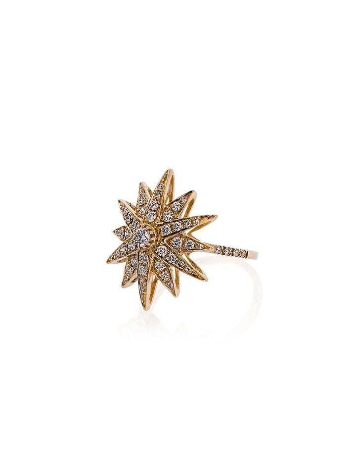 Shay Yellow Gold Starburst Pave Diamond Ring - Metallic