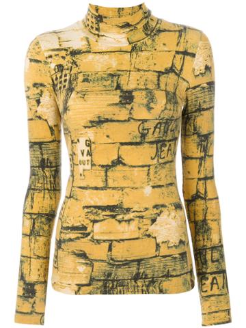 Jean Paul Gaultier Vintage Bricks Print Top - Yellow & Orange