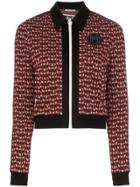 Miu Miu Logo Jacquard Zip-up Jacket - Black