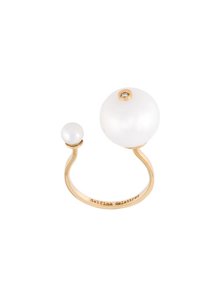 Delfina Delettrez 'pearl Piercing' Diamond Ring - Metallic