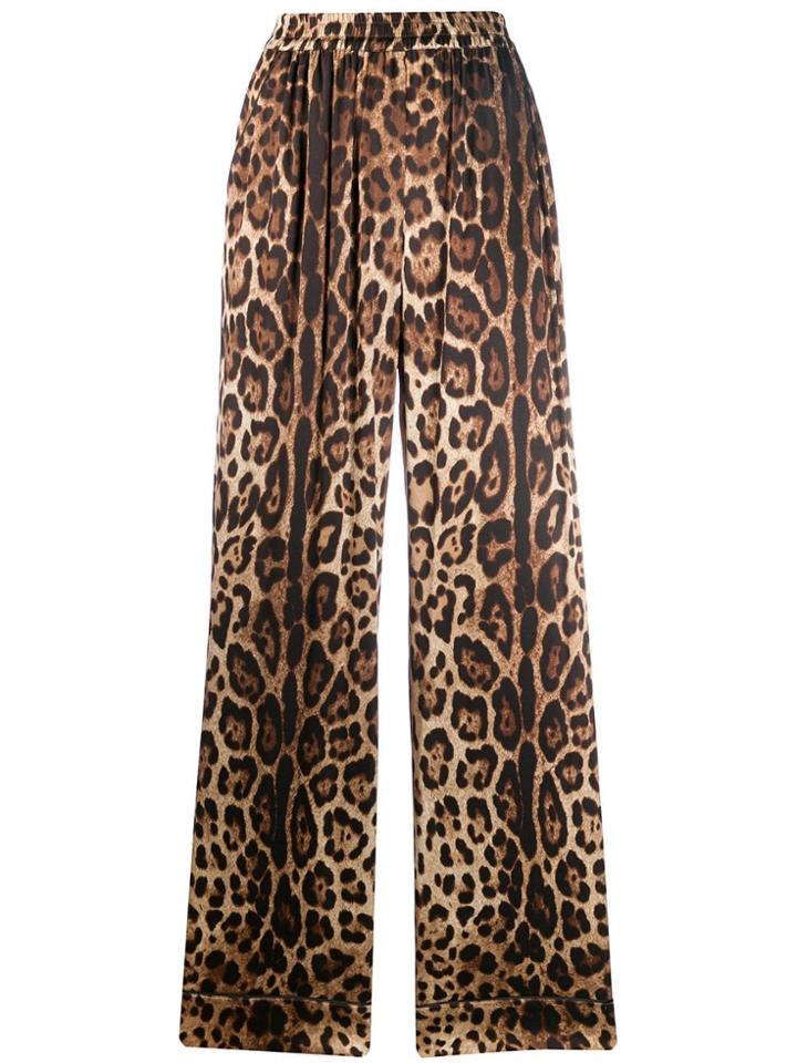 Dolce & Gabbana Leopard-print Straight Trousers - Neutrals
