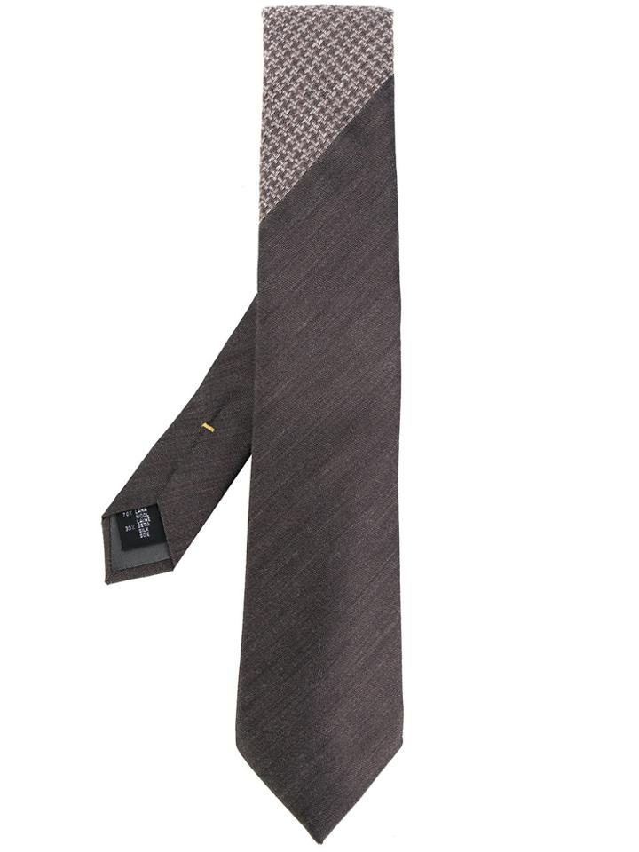 Canali Contrast Print Tie - Grey