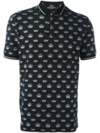 Dolce & Gabbana Crown Print Polo Shirt, Men's, Size: 52, Black, Cotton