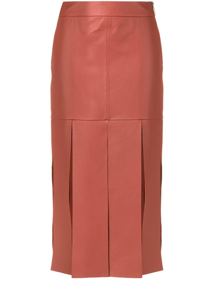 Giuliana Romanno - Leather Skirt - Women - Leather - 38, Orange, Leather
