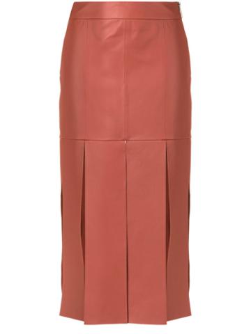 Giuliana Romanno - Leather Skirt - Women - Leather - 38, Orange, Leather