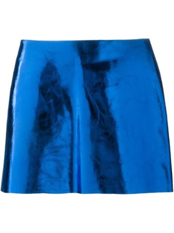 Tamaki Fujie Metallic Mini Skirt, Women's, Size: 40, Blue, Leather/cupro