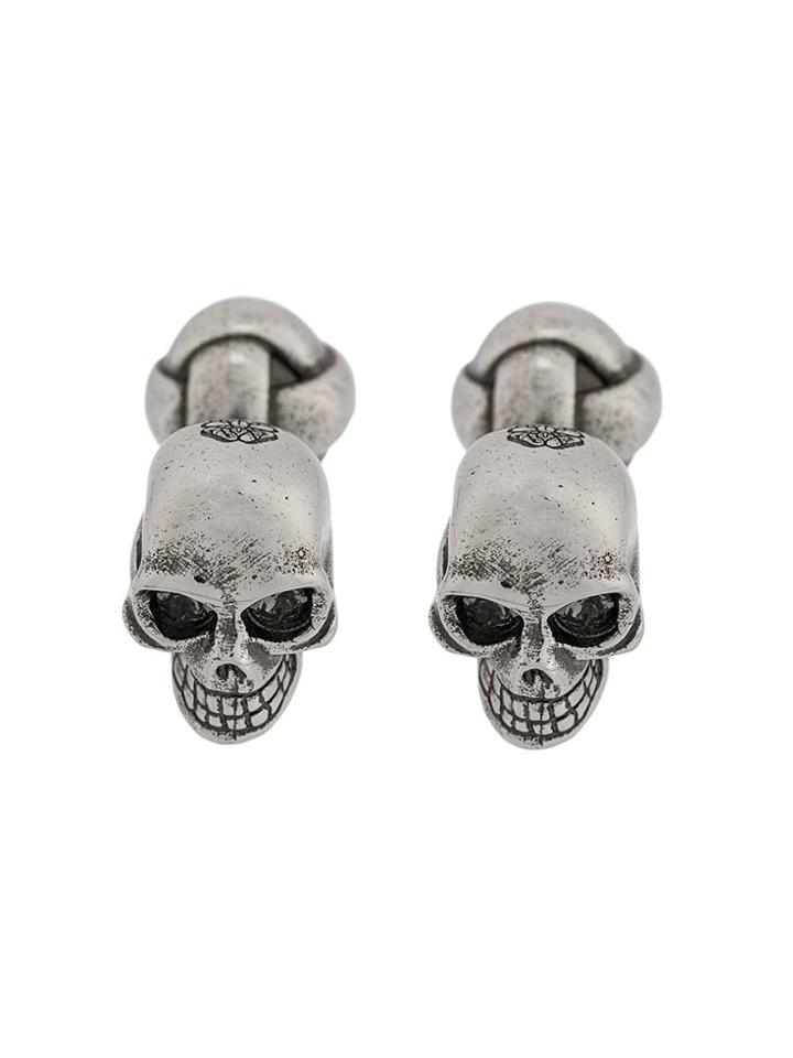 Alexander Mcqueen Engraved Skull Cufflinks - Silver