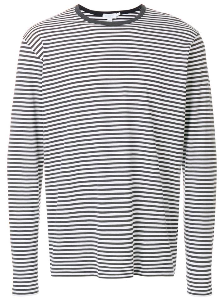 Sunspel Striped Sweatshirt - White