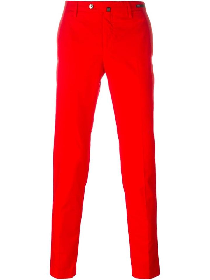 Pt01 Slim Chino Trousers, Men's, Size: 52, Red, Cotton/spandex/elastane