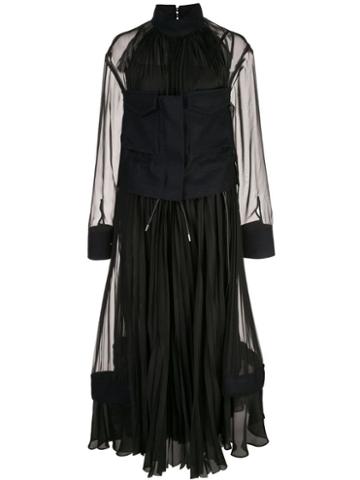 Sacai Chiffon Utility Dress - Black