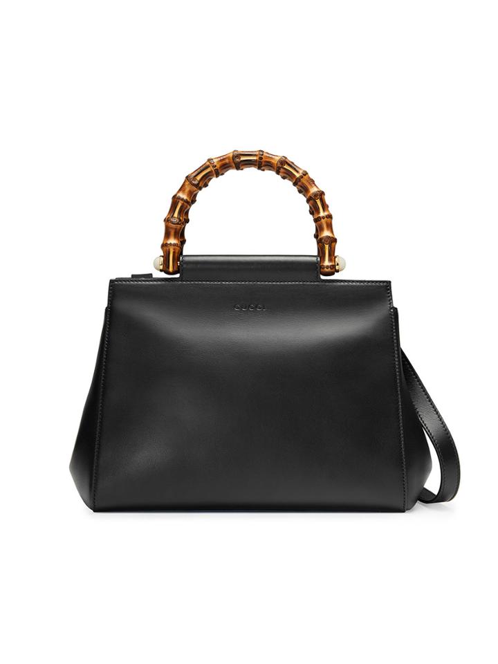 Gucci Gucci Nymphaea Leather Top Handle Bag - Black