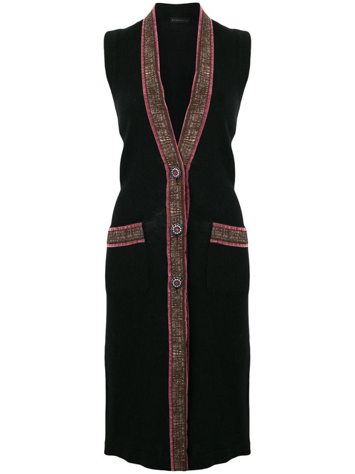 Etro Contrast Trim Longline Vest - Black